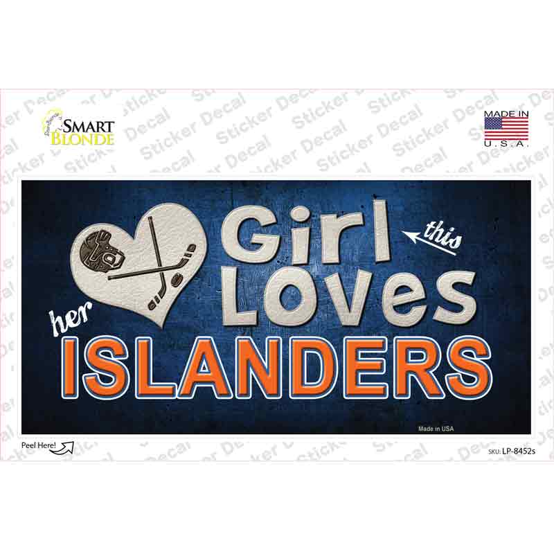 LP-8452s-M This Girl Loves Her Islanders Novelty Sticker Decal, Medium