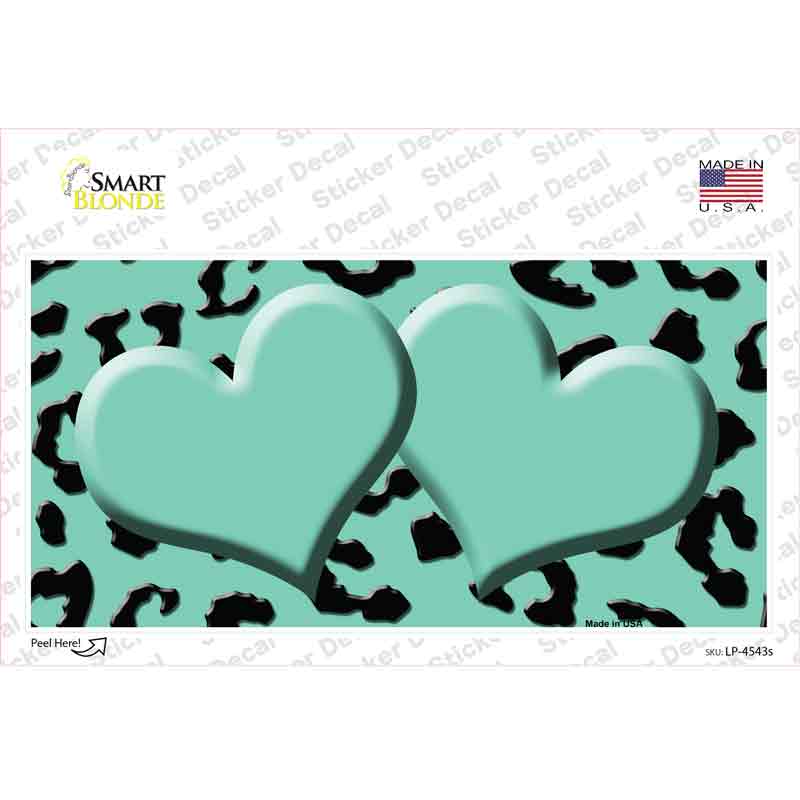 LP-4543s-M Mint Black Cheetah Center Hearts Novelty Sticker Decal, Medium