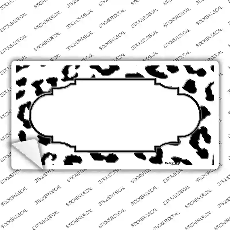 LP-4544s-S White Black Cheetah Scallop Novelty Sticker Decal, Small