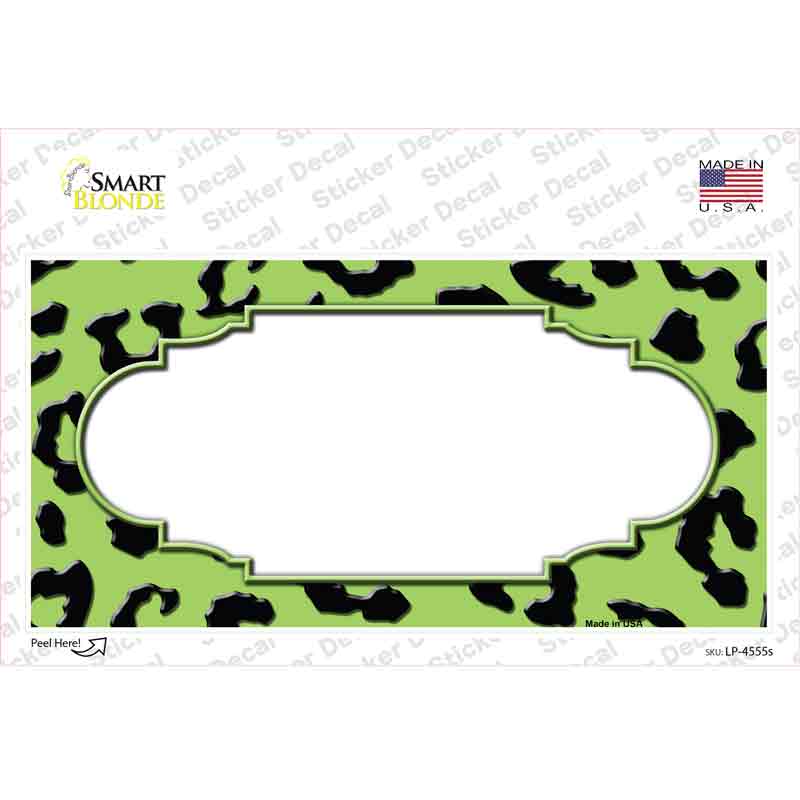 LP-4555s-M Lime Green Black Cheetah Scallop Novelty Sticker Decal, Medium