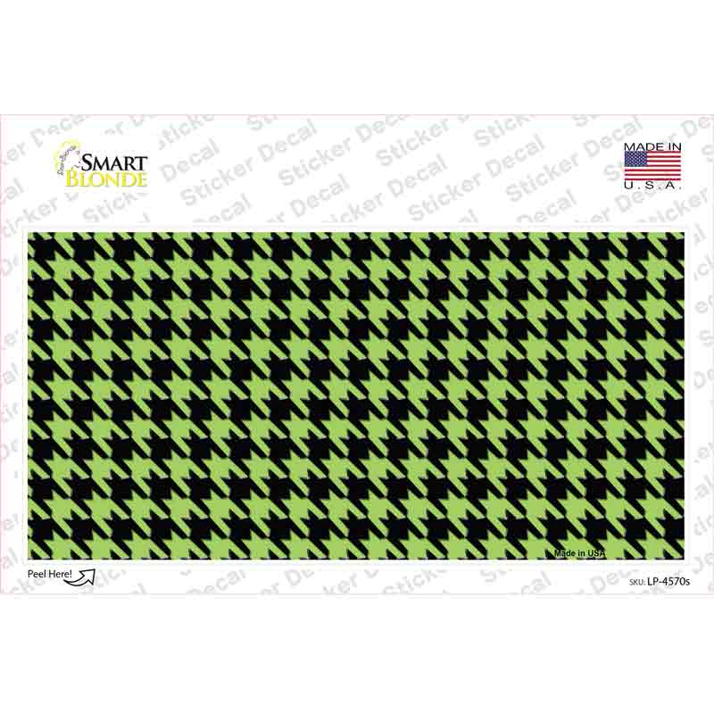 LP-4570s-M Lime Green Black Houndstooth Novelty Sticker Decal, Medium