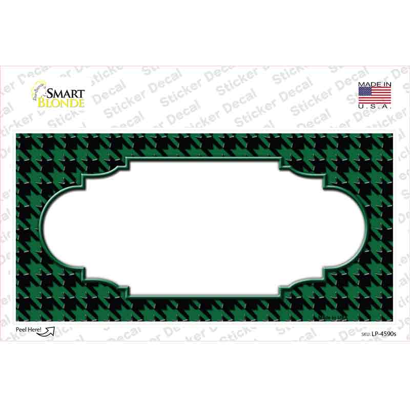 LP-4590s-M Green Black Houndstooth Scallop Center Novelty Sticker Decal, Medium