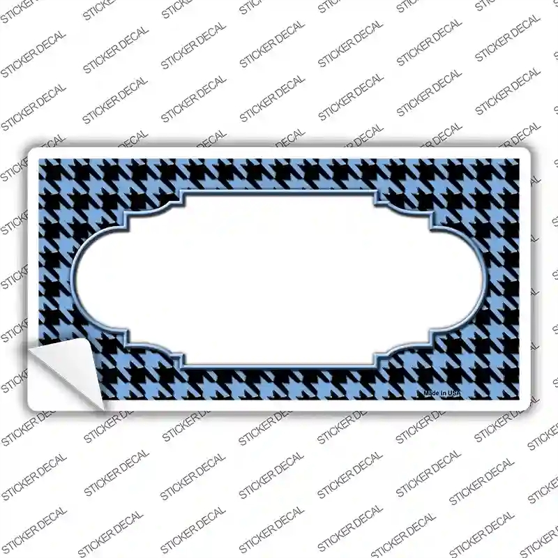 LP-4598s-L Light Blue Black Houndstooth Scallop Center Novelty Sticker Decal, Large