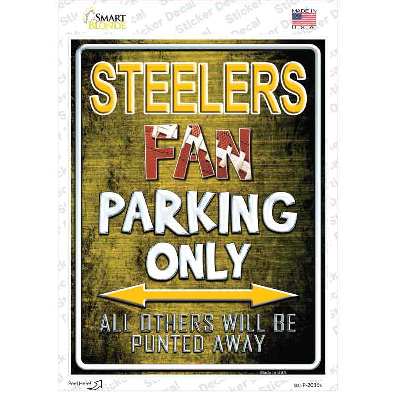 P-2036s-M Steelers Novelty Rectangle Sticker Decal, Medium