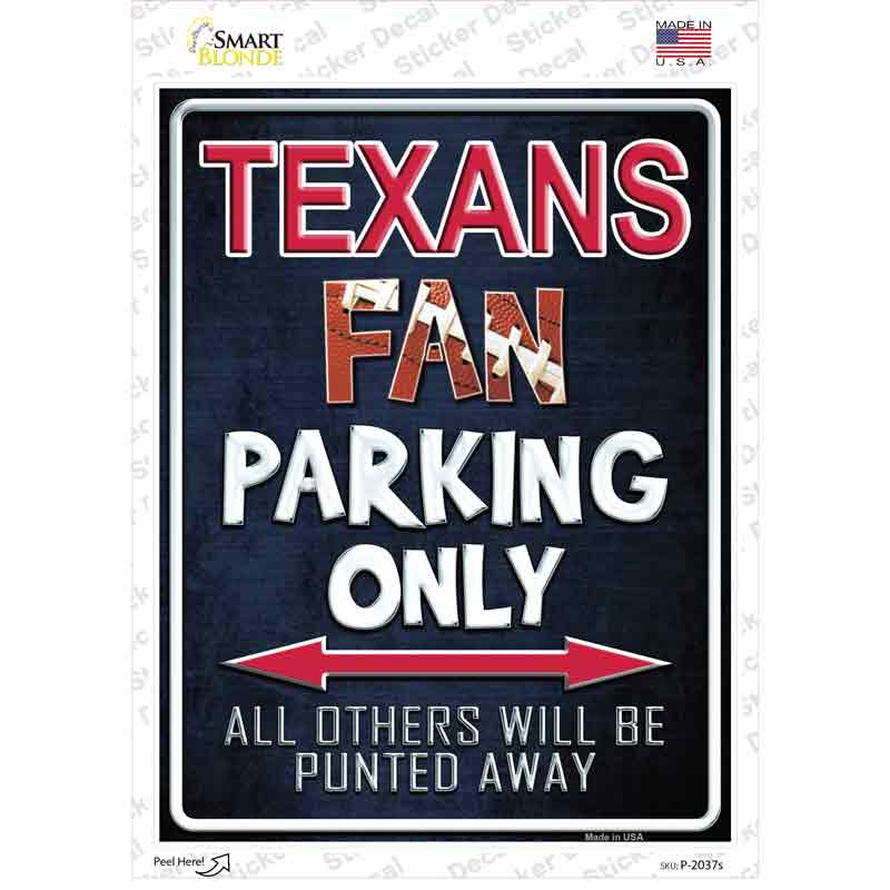 P-2037s-M Texans Novelty Rectangle Sticker Decal, Medium