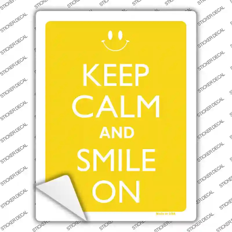 P-2105s-L Keep Calm & Smile on Novelty Rectangle Sticker Decal, Large