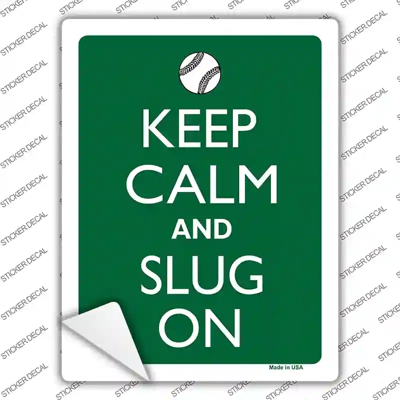 P-2108s-XL Keep Calm & Slug on Baseball Novelty Rectangle Sticker Decal, Extra Large