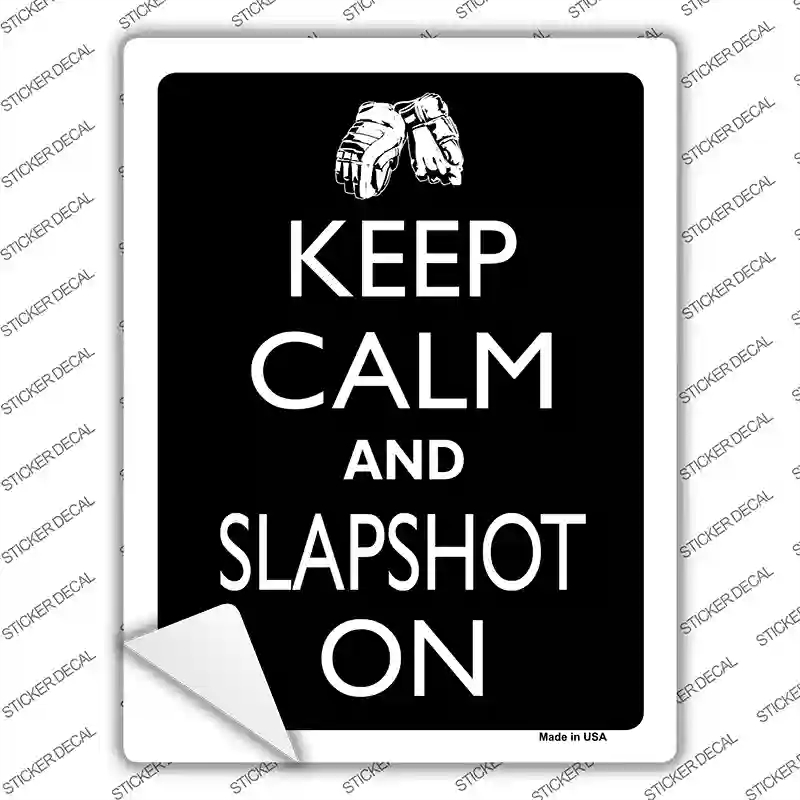 P-2110s-S Keep Calm & Slapshot on Novelty Rectangle Sticker Decal, Small
