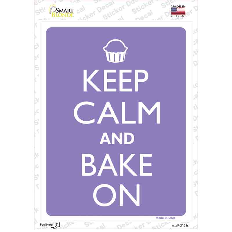 P-2125s-M Keep Calm & Bake on Novelty Rectangle Sticker Decal, Medium