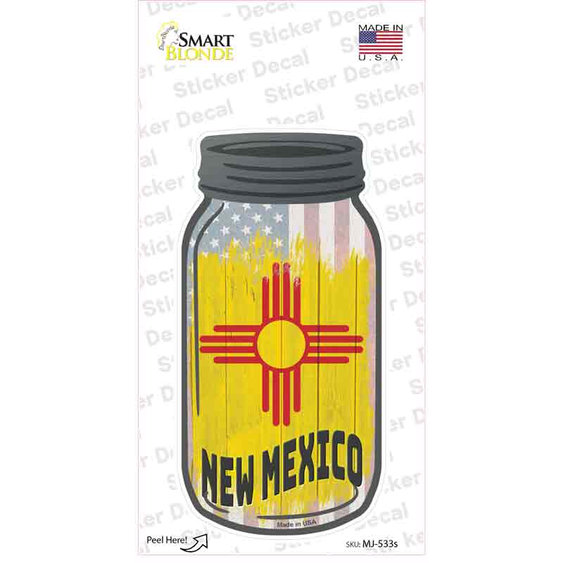 MJ-533s-M   Mexico USA Flag Novelty Mason Jar Sticker Decal, Medium