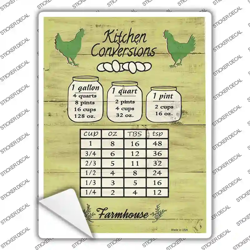 P-3560s-S Kitchen Conversions Novelty Rectangular Sticker Decal, Small