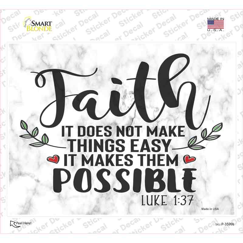 P-3599s-M Makes Them Possible Bible Verse Novelty Rectangle Sticker Decal, Medium