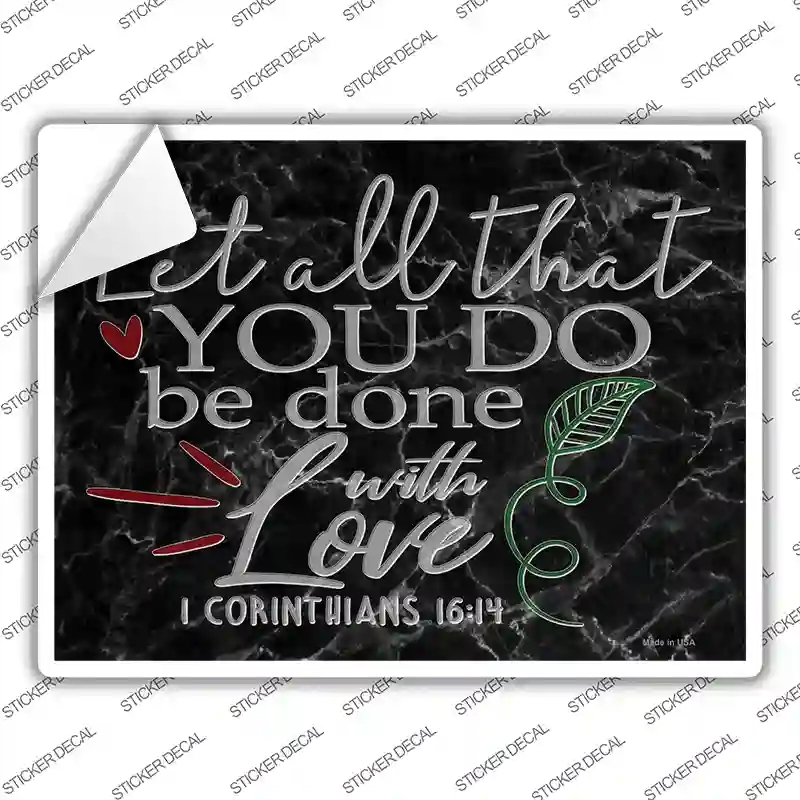 P-3602s-S Done with Love Bible Verse Novelty Rectangle Sticker Decal, Small