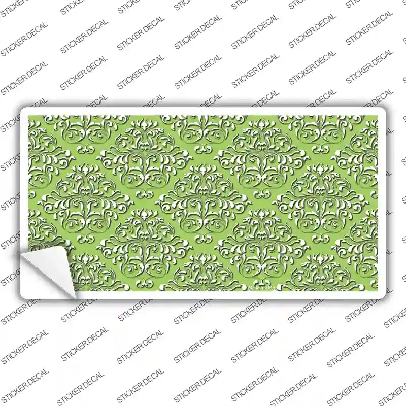 LP-4628s-S Lime Green White Damask Novelty Sticker Decal, Small