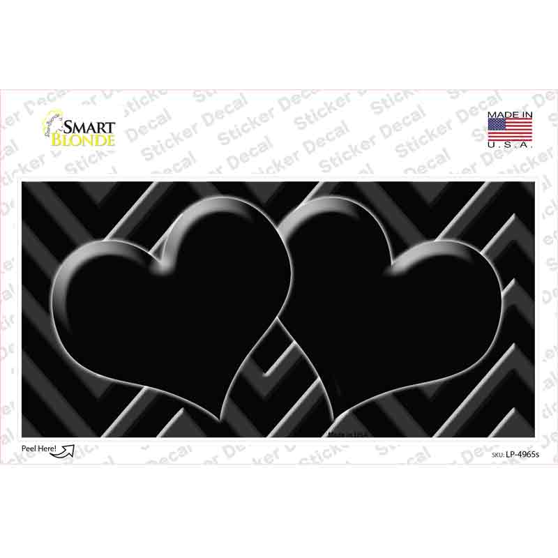 LP-4965s-M Black Light Black Chevon Heart Center Novelty Sticker Decal, Medium