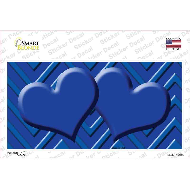 LP-4968s-M Blue Light Blue Heart Chevron Novelty Sticker Decal, Medium