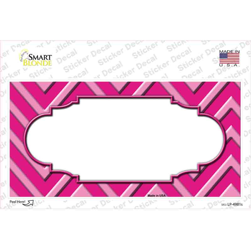 LP-4981s-M Pink Light Pink Scallop Chevron Novelty Sticker Decal, Medium