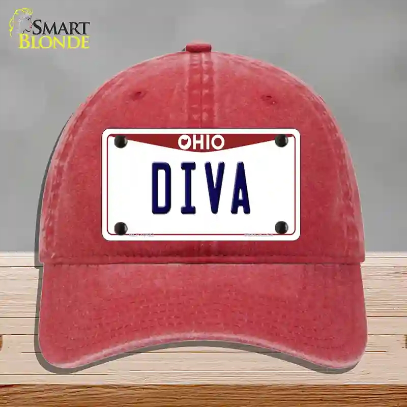 HAT13-MLP-10102 Diva Ohio Novelty License Plate Hat, Unconstructed Cotton - Red