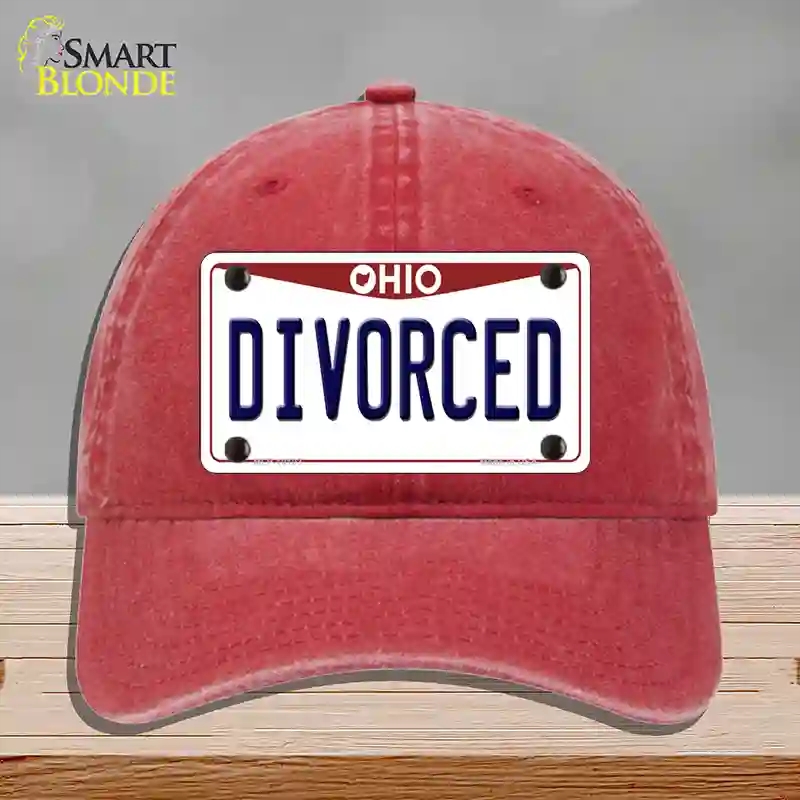 HAT13-MLP-10103 Divorced Ohio Novelty License Plate Hat, Unconstructed Cotton - Red