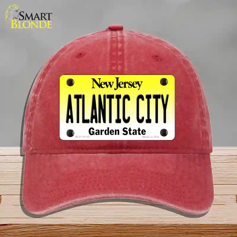 HAT13-MLP-10149 Atlantic City   Jersey Novelty License Plate Hat, Unconstructed Cotton - Red