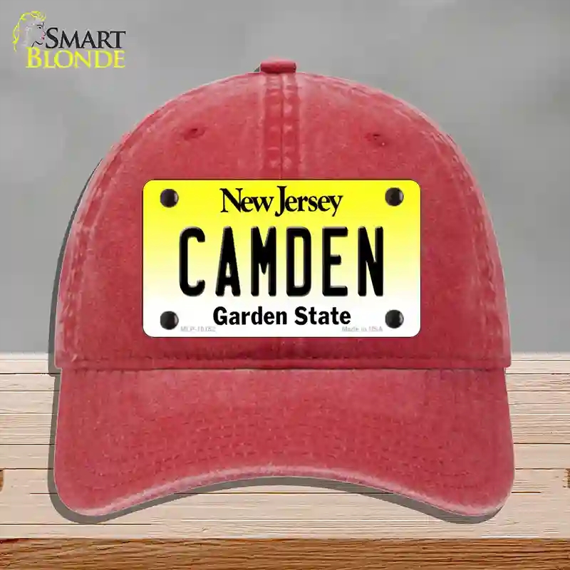 HAT13-MLP-10152 Camden   Jersey Novelty License Plate Hat, Unconstructed Cotton - Red