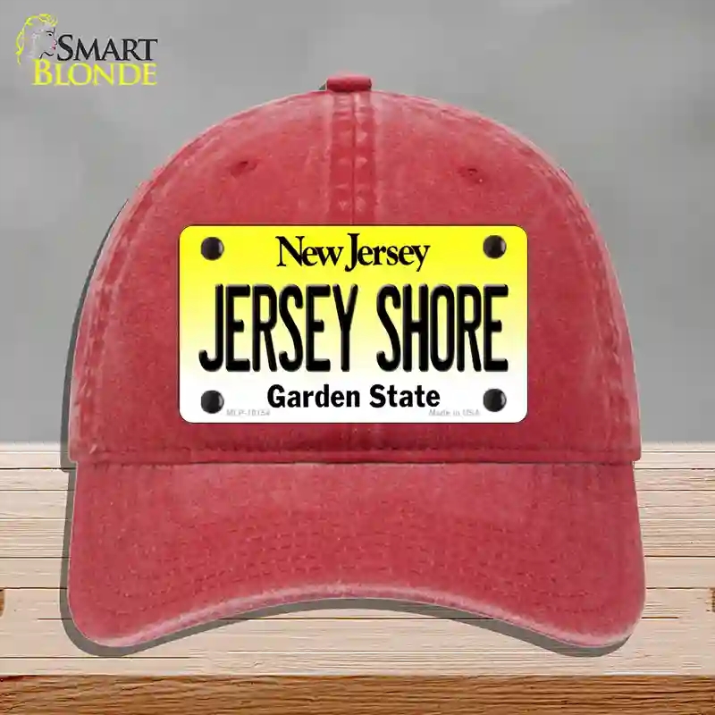 HAT13-MLP-10154 Jersey Shore   Jersey Novelty License Plate Hat, Unconstructed Cotton - Red