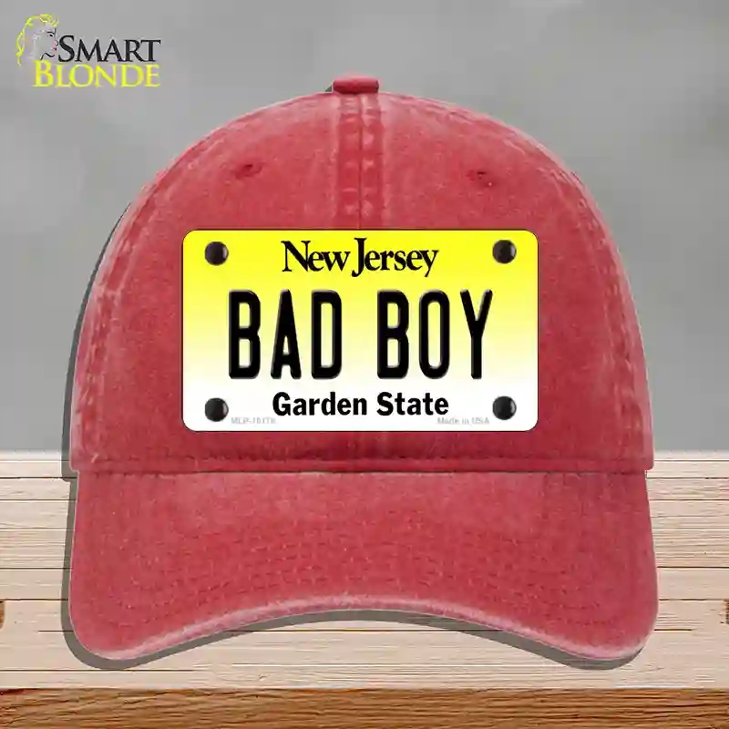 HAT13-MLP-10178 Bad Boy   Jersey Novelty License Plate Hat, Unconstructed Cotton - Red