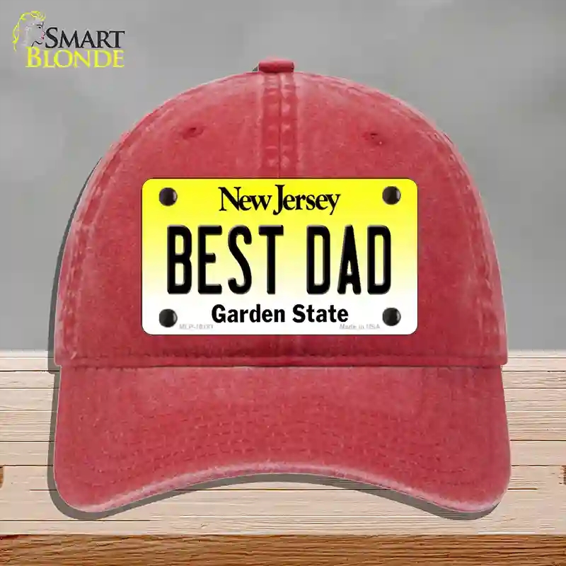 HAT13-MLP-10181 Best Dad   Jersey Novelty License Plate Hat, Unconstructed Cotton - Red