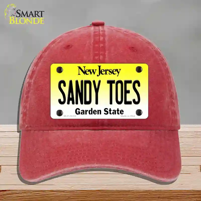 HAT13-MLP-10184 Sandy Toes   Jersey Novelty License Plate Hat, Unconstructed Cotton - Red