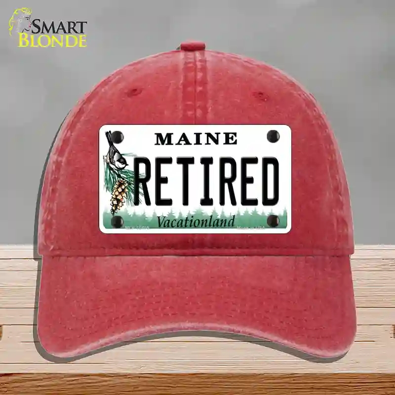 HAT13-MLP-10405 Retired Maine Novelty License Plate Hat, Unconstructed Cotton - Red