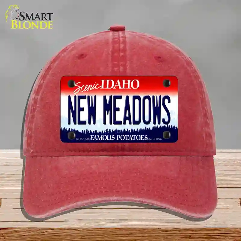 HAT13-MLP-10426   Meadows Idaho Novelty License Plate Hat, Unconstructed Cotton - Red