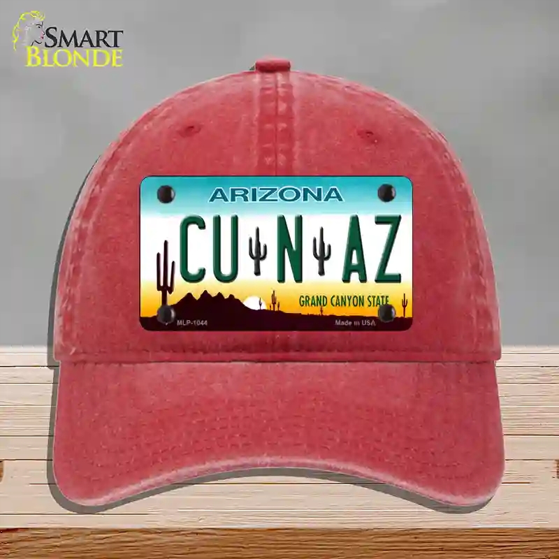 HAT13-MLP-1044 Cu N Az Novelty License Plate Hat, Unconstructed Cotton - Red