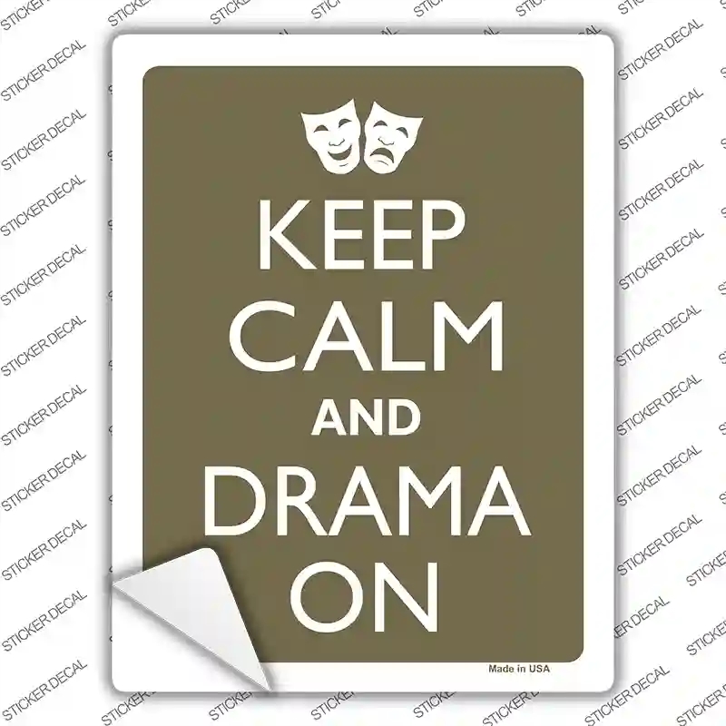P-2132s-S Keep Calm & Drama on Novelty Rectangle Sticker Decal, Small