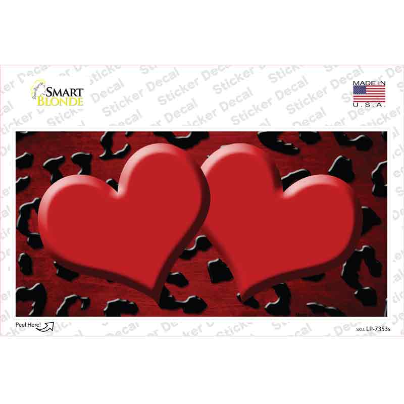 LP-7353s-M Red Black Cheetah Hearts Oil Rubbed Novelty Sticker Decal, Medium