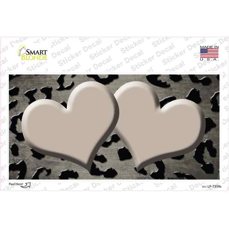 LP-7359s-M Tan Black Cheetah Hearts Oil Rubbed Novelty Sticker Decal, Medium