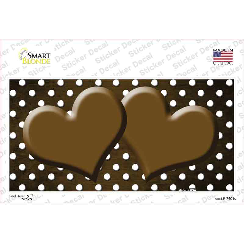 LP-7401s-M Brown White Small Dots Hearts Oil Rubbed Novelty Sticker Decal, Medium