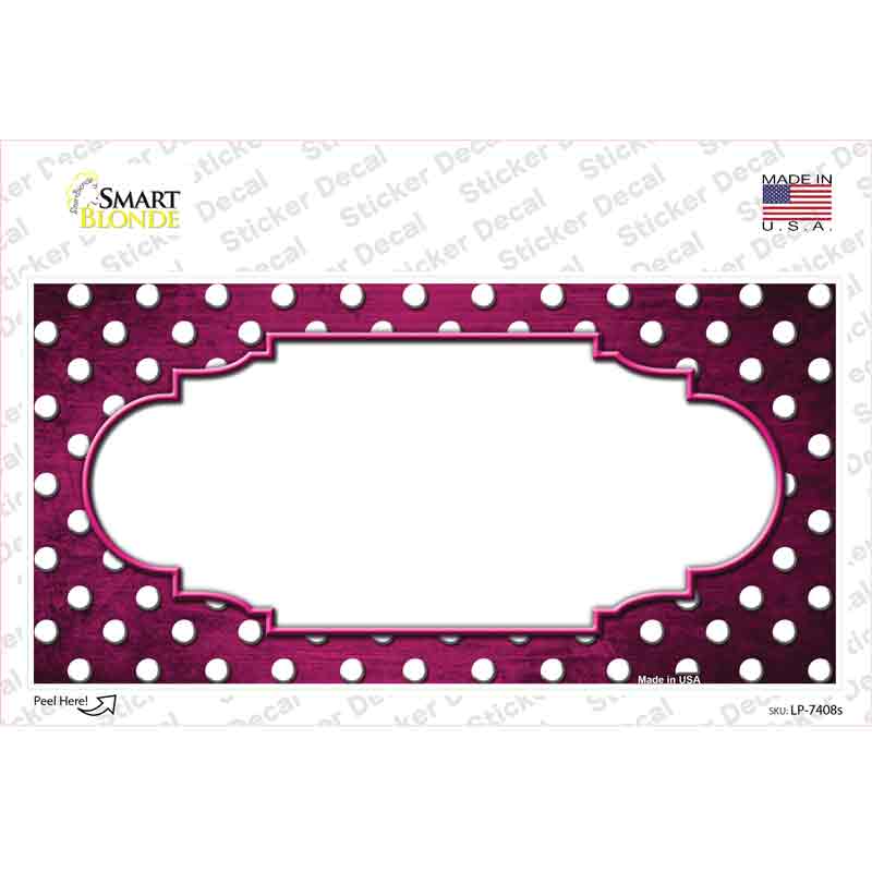 LP-7408s-M Pink White Small Dots Scallop Oil Rubbed Novelty Sticker Decal, Medium