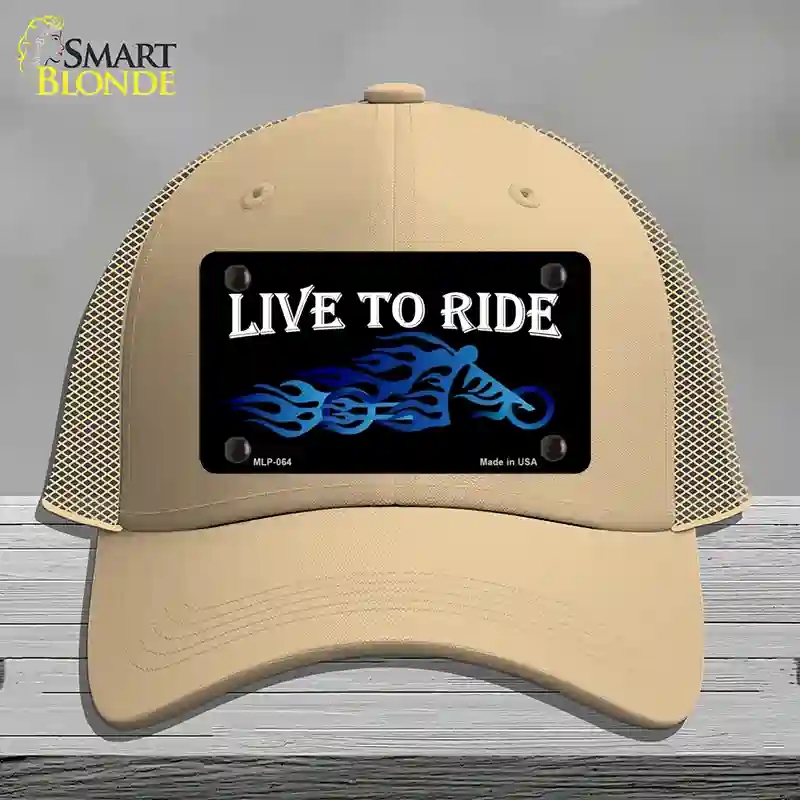 HAT15-MLP-064 Live to Ride Novelty License Plate Hat, Mesh - Khaki
