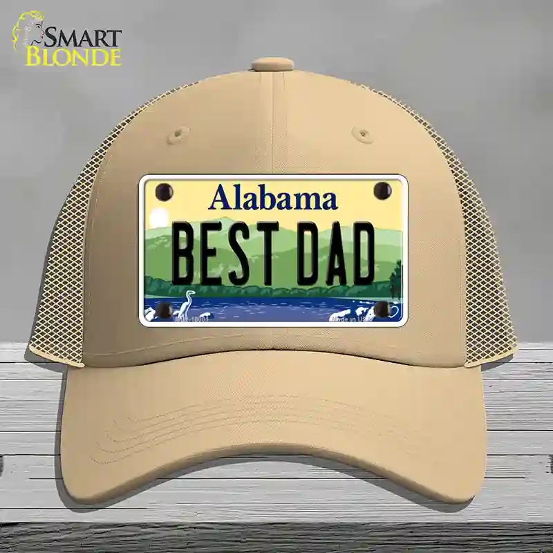 HAT15-MLP-10001 Best Dad Alabama Novelty License Plate Hat, Mesh - Khaki