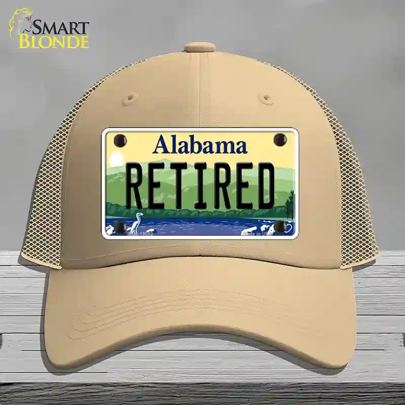 HAT15-MLP-10002 Retired Alabama Novelty License Plate Hat, Mesh - Khaki