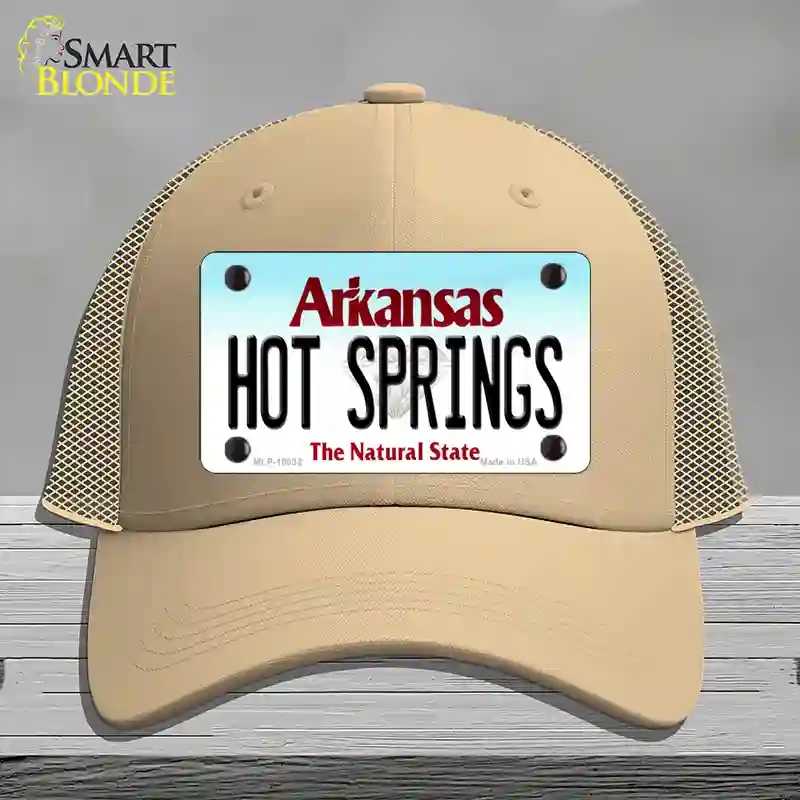 HAT15-MLP-10032 Hot Springs Arkansas Novelty License Plate Hat, Mesh - Khaki