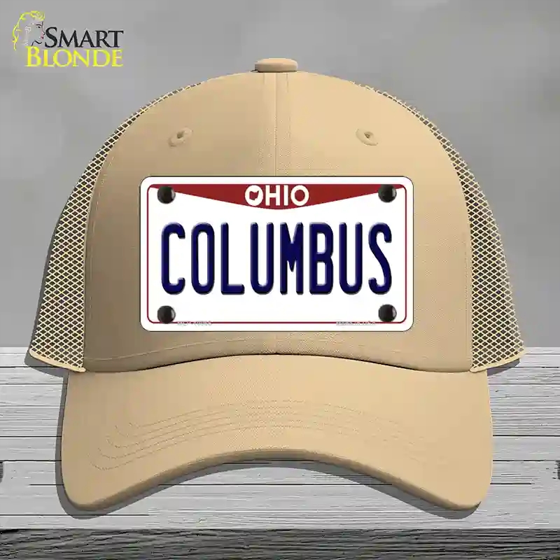 HAT15-MLP-10066 Columbus Ohio Novelty License Plate Hat, Mesh - Khaki