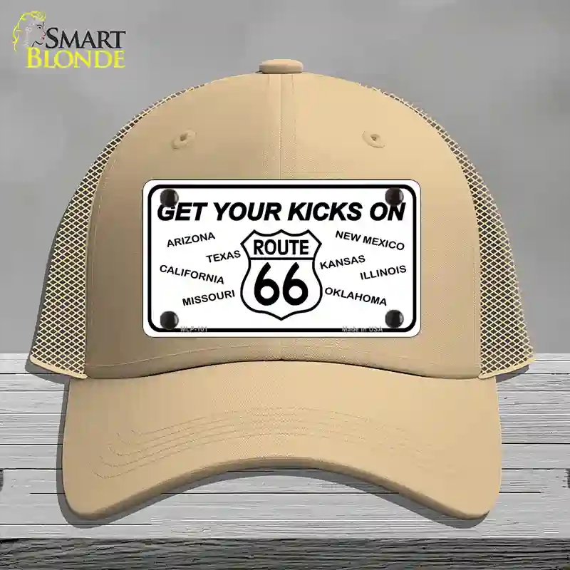 HAT15-MLP-101 Get Your Kicks on 66 Novelty License Plate Hat, Mesh - Khaki