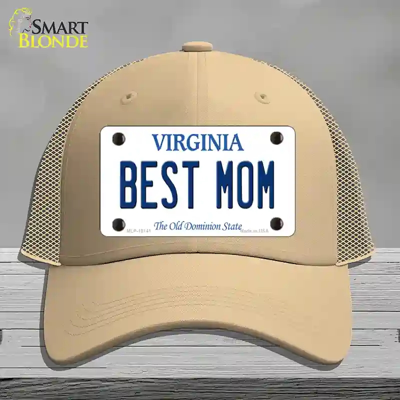 HAT15-MLP-10141 Best Mom Virginia Novelty License Plate Hat, Mesh - Khaki