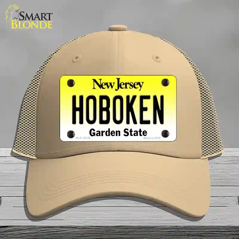 HAT15-MLP-10148 Hoboken   Jersey Novelty License Plate Hat, Mesh - Khaki