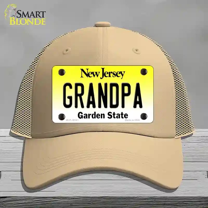HAT15-MLP-10161 Grandpa   Jersey Novelty License Plate Hat, Mesh - Khaki