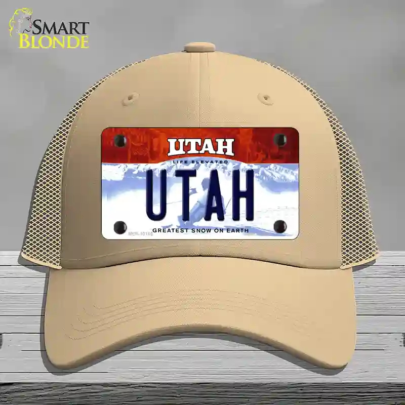 HAT15-MLP-10185 Utah Life Elevated Novelty License Plate Hat, Mesh - Khaki