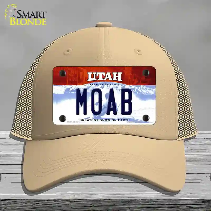 HAT15-MLP-10191 Moab Utah Novelty License Plate Hat, Mesh - Khaki