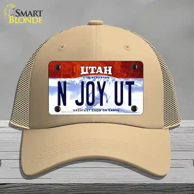 HAT15-MLP-10197 N Joy UT Utah Novelty License Plate Hat, Mesh - Khaki
