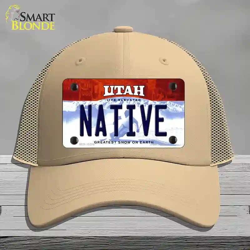 HAT15-MLP-10218 Native Utah Novelty License Plate Hat, Mesh - Khaki